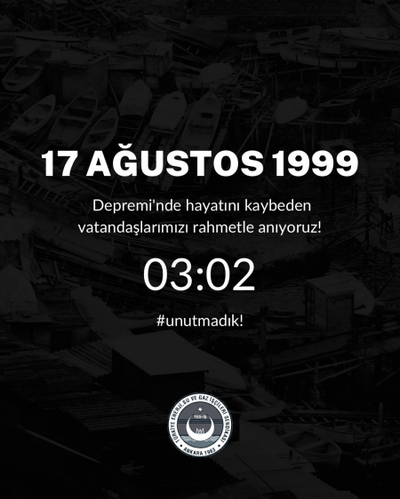 Genel Başkanımız İrfan KABALOĞLU, 17 Ağustos 1999 Depreminin yıldönümü vesilesiyle aşağıdaki şekilde bir mesaj yayınladı: