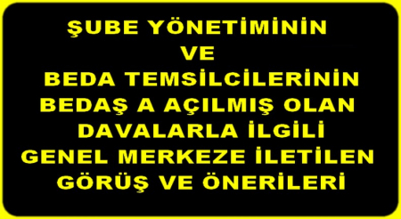 BEDAŞA AÇILAN DAVALARLA İLGİLİ GÖRÜŞ VE ÖNERİLER