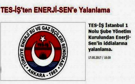 TES İŞ DEN ENERJİ-SEN E YALANLAMA