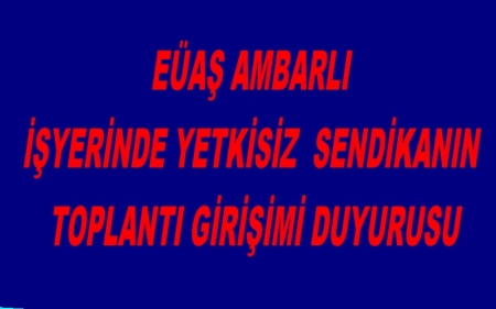 EÜAŞ AMBARLI İŞYERİNDE YETKİSİZ  SENDİKANIN TOPLANTI GİRİŞİMİ DUYURUSU
