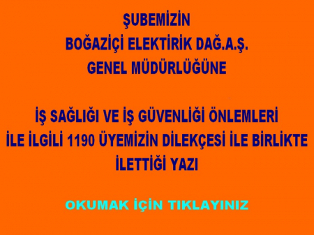 BEDAŞA İSG İLE İLGİLİ YAZILAN YAZI