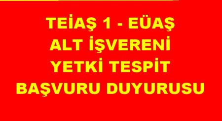 TEİAŞ-EÜAŞ ALT İŞVERENİ YETKİ TESPİT BAŞVURUSU