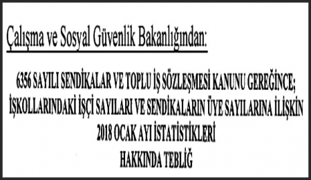 OCAK 2018 İSTATİSTİK