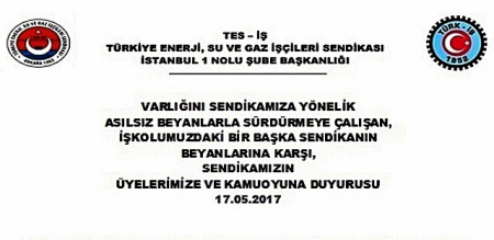 ÜYELERİMİZE VE KAMUOYUNA DUYURU