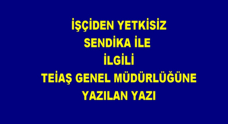 TEİAŞ GENEL MÜDÜRLÜĞÜNE YAZILAN YAZI