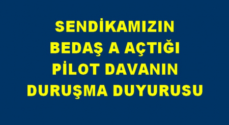 BEDAŞA AÇILAN PİLOT DAVANIN DURUŞMA DUYURUSU