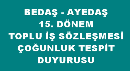 BEDAŞ - AYEDAŞ 15.DÖNEM TİS.ÇOĞUNLUK TESPİTİ