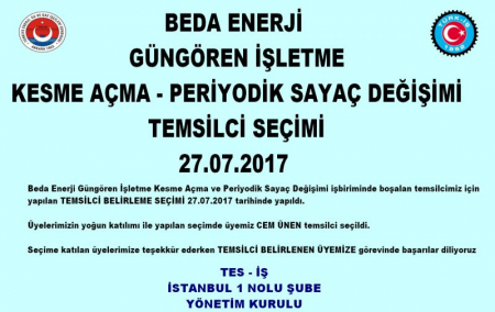 BEDA GÜNGÖREN KESME AÇMA PER.DEĞ. TEMSİLCİ SEÇİMİ