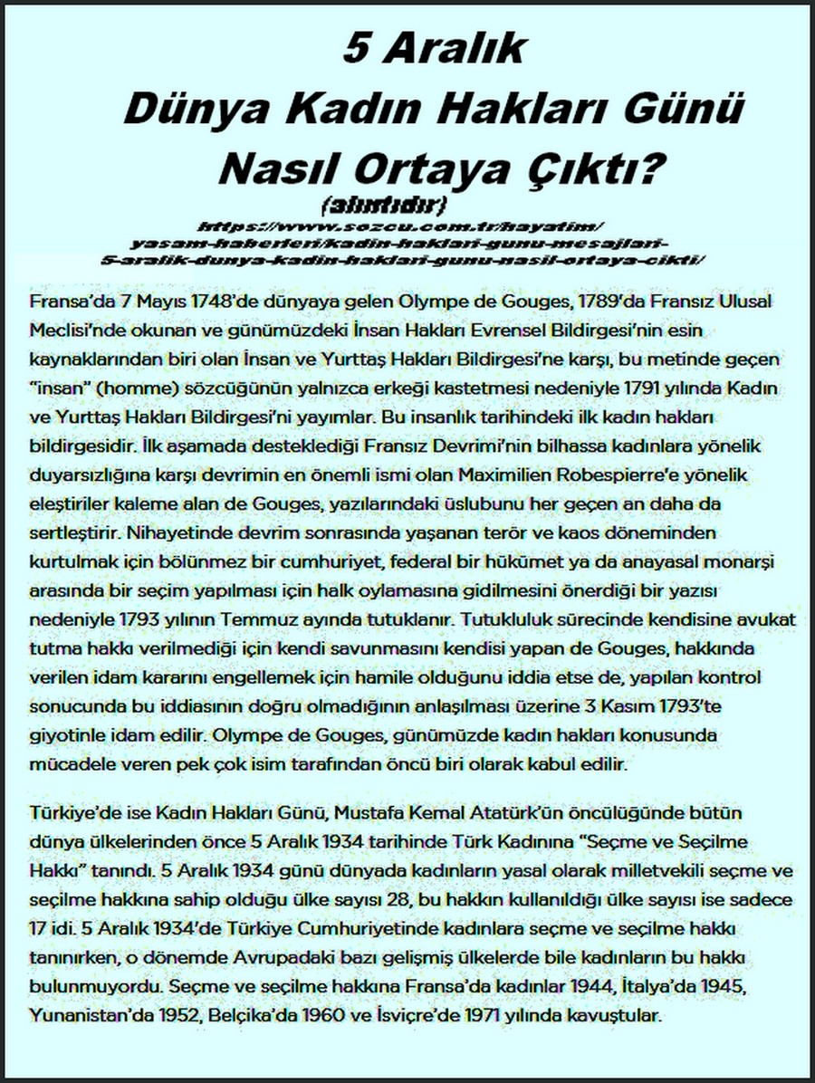 KADIN HAKLARI GÜNÜ