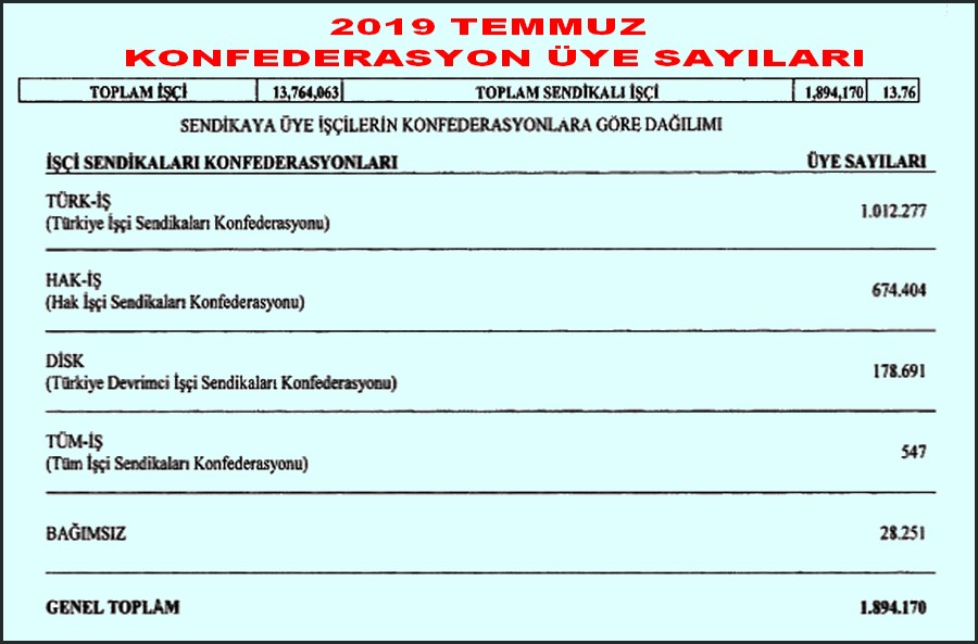 KONFEDERASYON  ÜYE SAYILARI