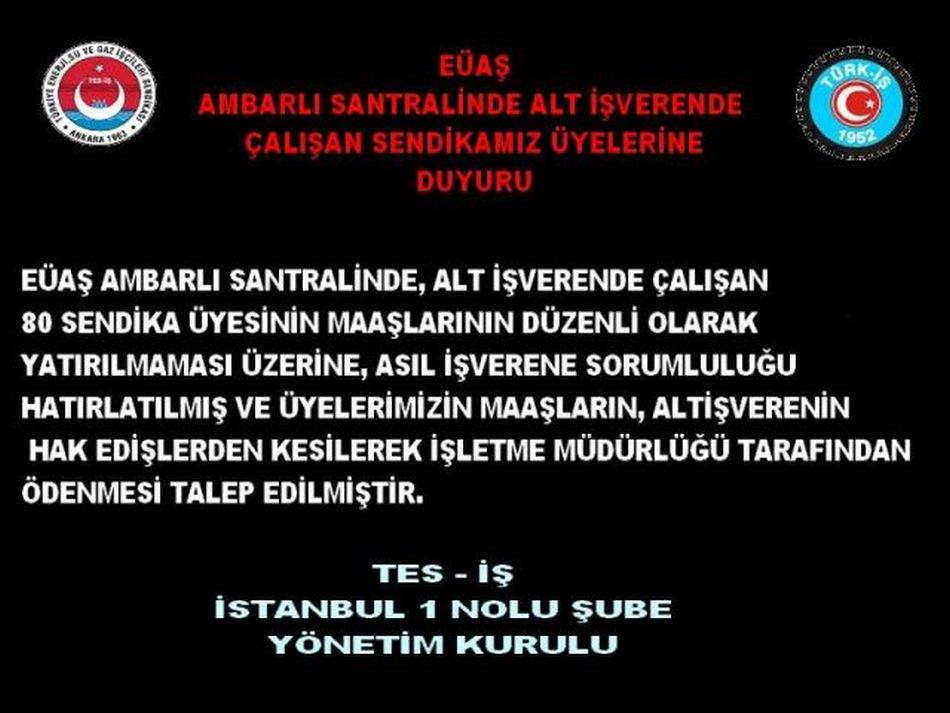 EÜAŞA YAZILAN YAZI