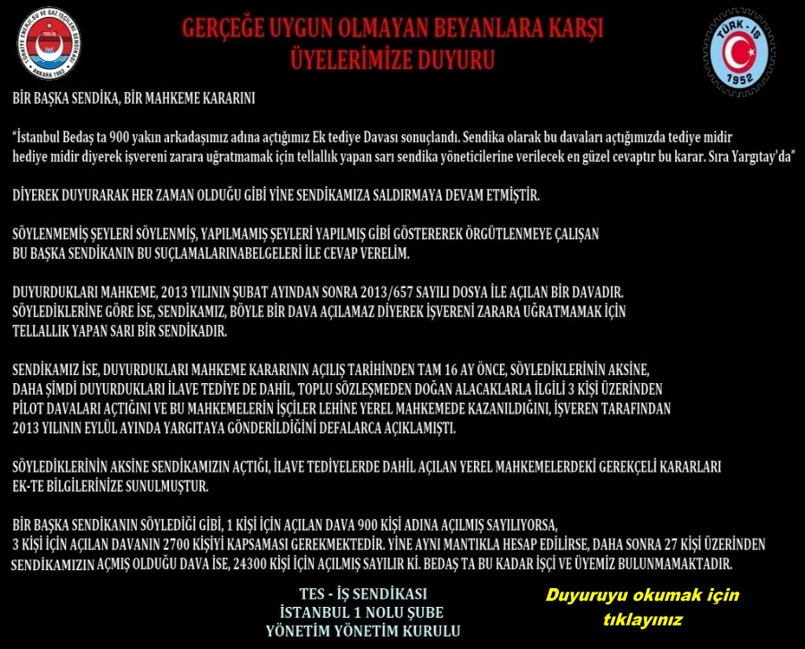 BEYANLARA CEVAP