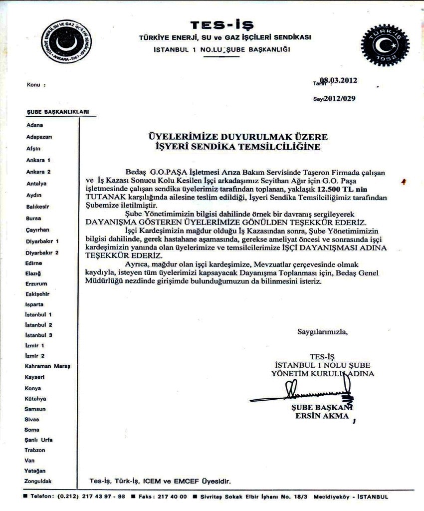 DAYANIŞMA DUYURUSU