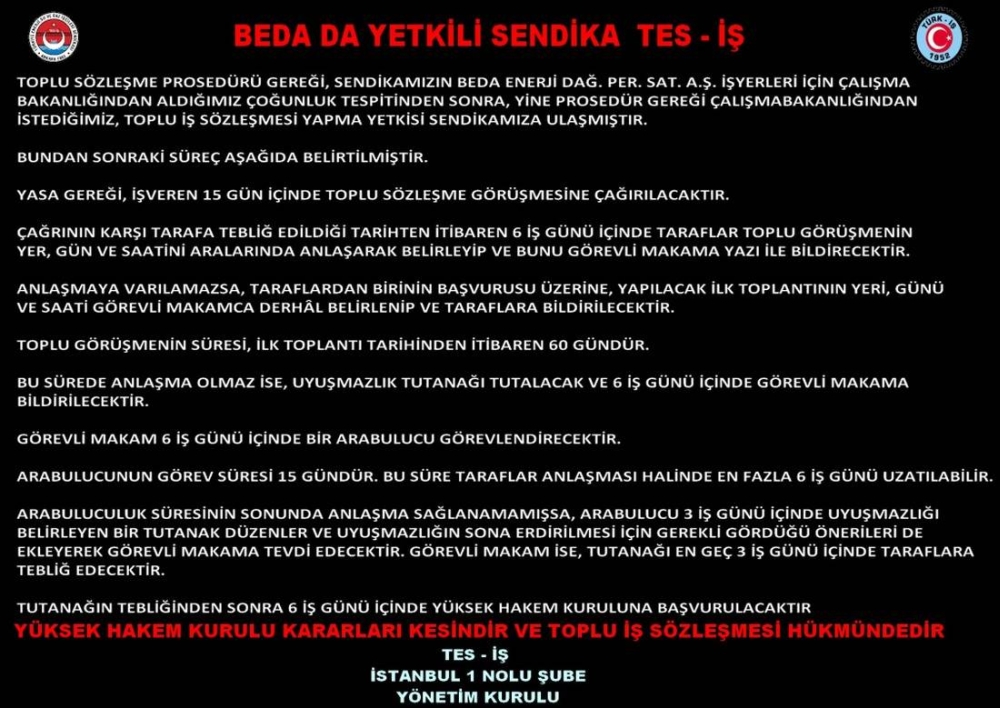 BEDA YETKİ DUYURUSU