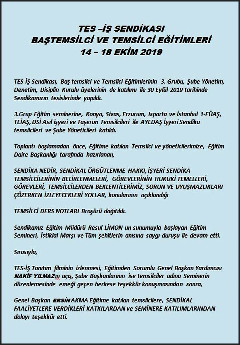 3.DÖNEM EĞİTİM SEMİNERİ