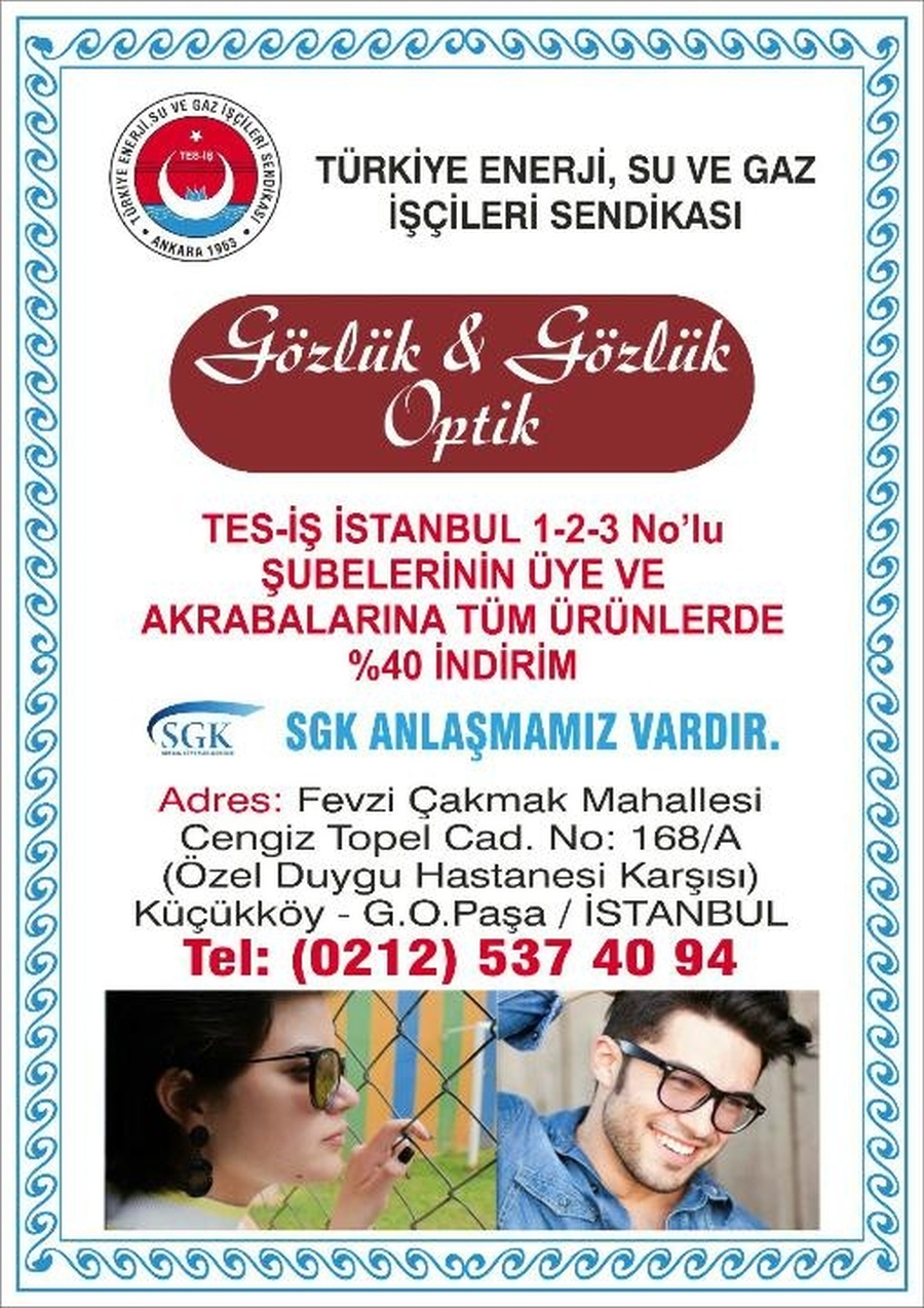 ANLAŞMALI GÖZLÜK DUYURUSU
