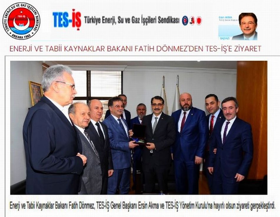 ENERJİ BAKANINDAN SENDİKAMIZI ZİYARET
