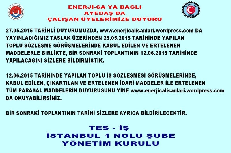 AYEDAŞ OTURUMU DUYURUSU -3-