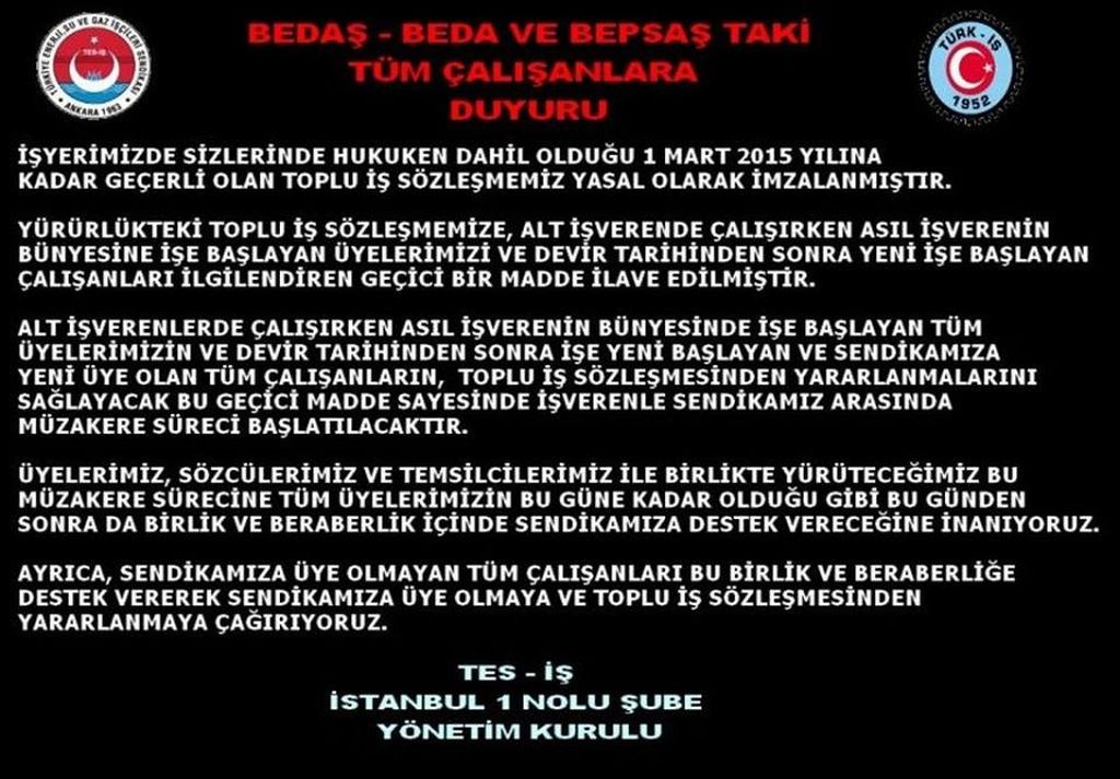 BEDA DAKİ ÜYELERİMİZE DUYURU