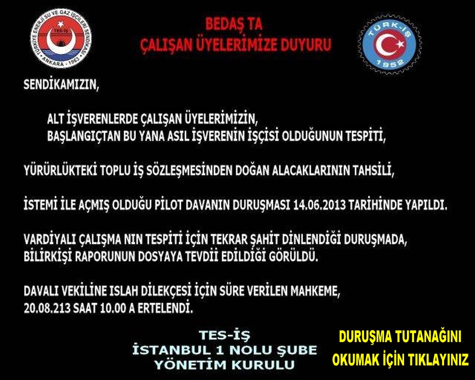 DURUŞMA DUYURUSU