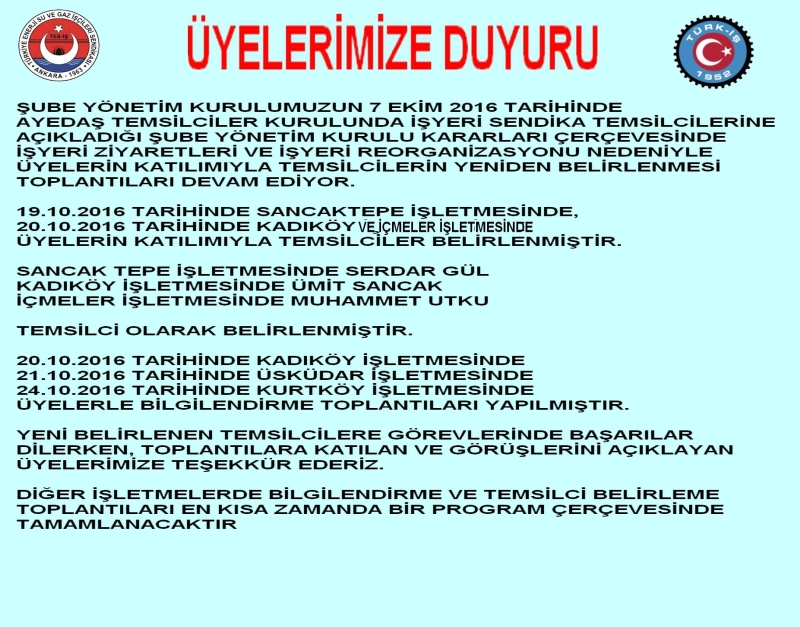 AYEDAŞ BİLGİLENDİRME TOPLANTILARI