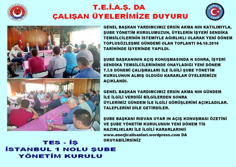 TEİAŞ DA TOPLANTI