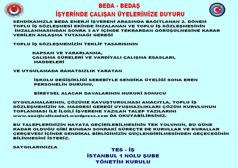 BEDA İŞVERENİNE MÜRACAAT