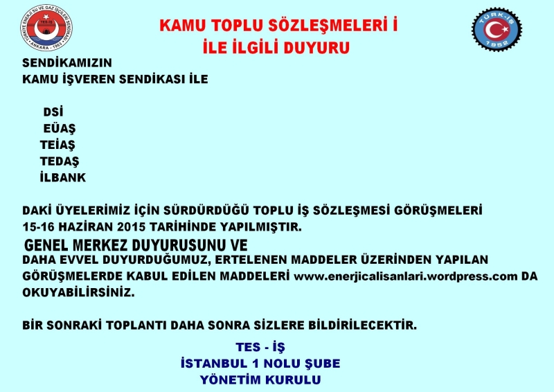 KAMU SÖZLEŞMELERİ OTURUM  DUYURUSU
