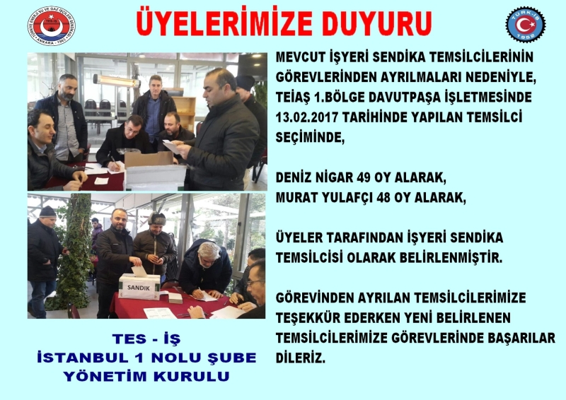 TEİAŞ TEMSİLCİ SEÇİMİ