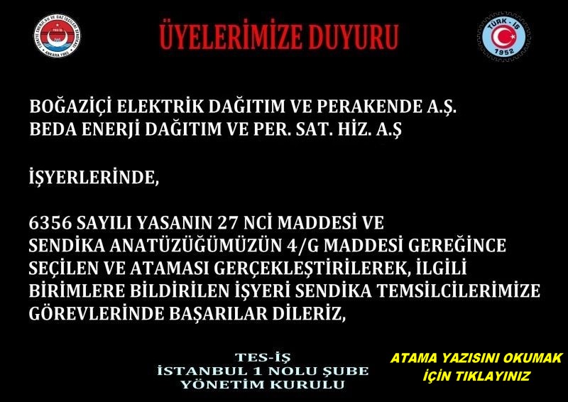 BEDAŞA TEMSİLCİ ATAMA