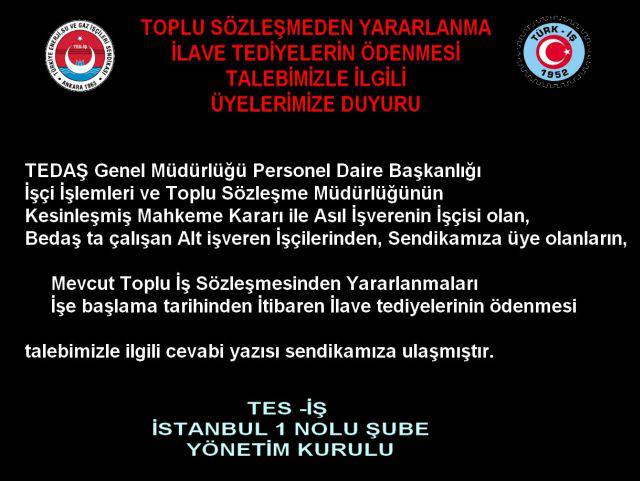 ÜYELERİMİZE DUYURU