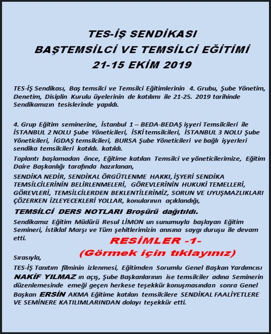 4. DÖNEM TEMSİLCİ EĞİTİMİ