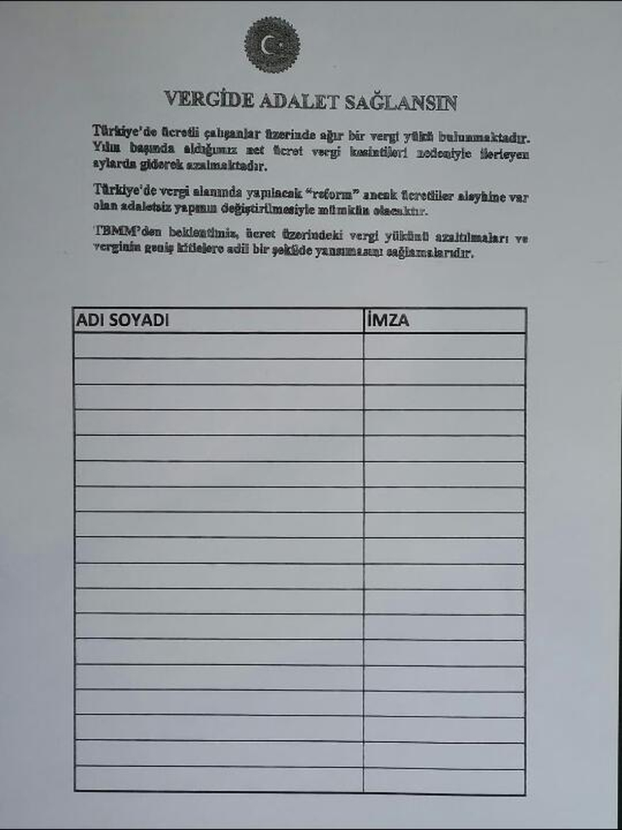 İMZA KAMPANYASI METNİ