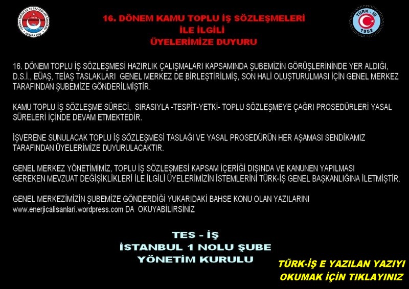 TÜRK İŞE YAZILAN YAZI