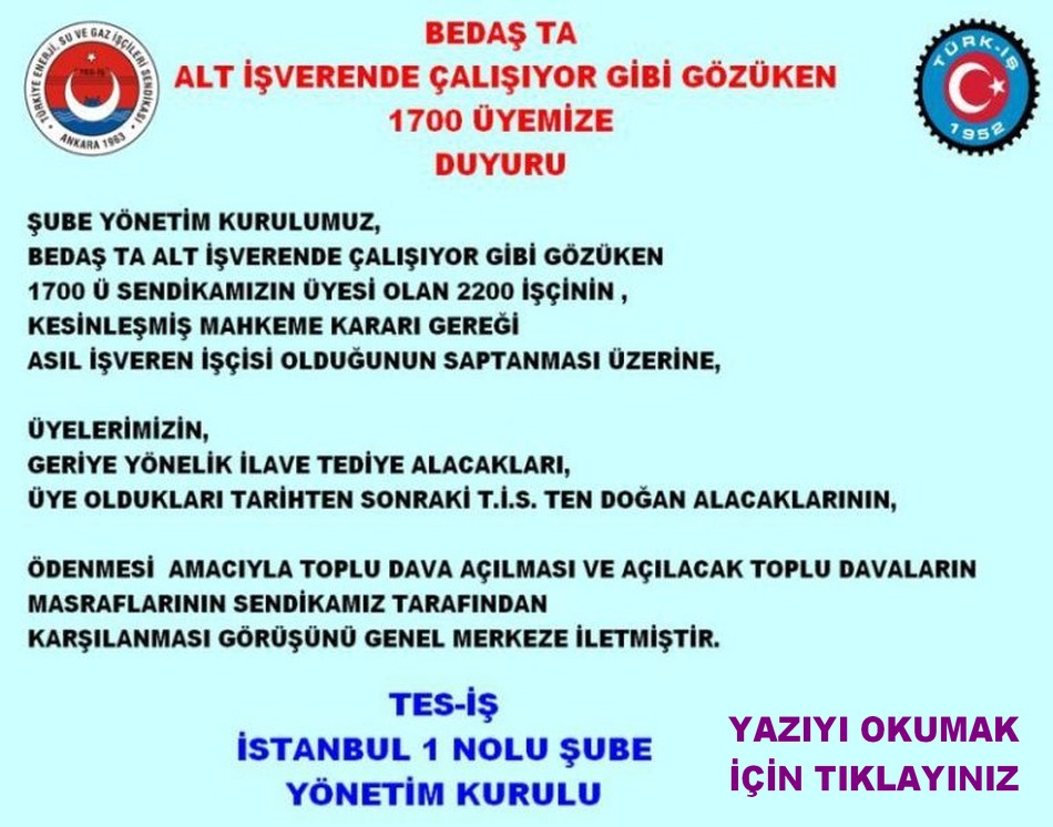 GENEL MERKEZE YAZILAN YAZI