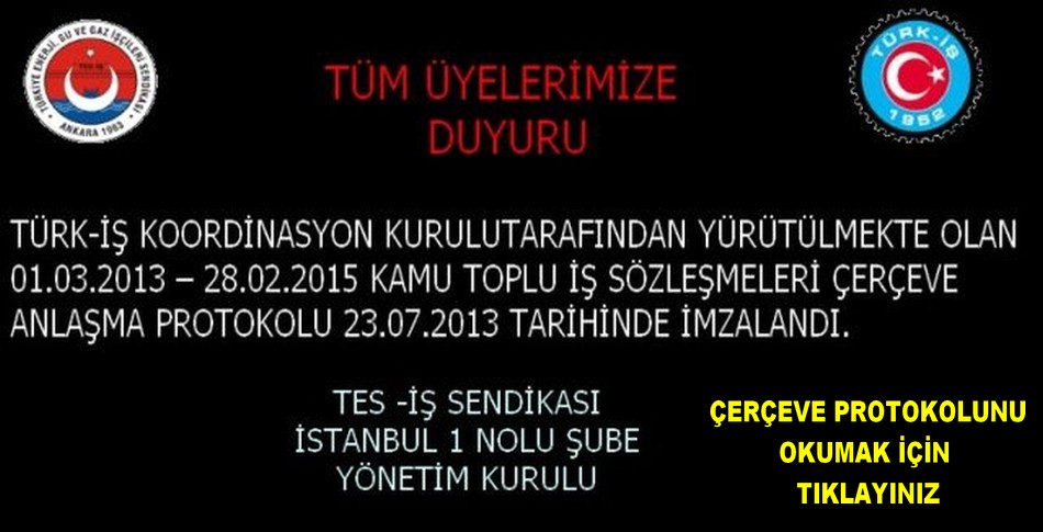 ÇERÇEVE ANLAŞMASI DUYURUSU