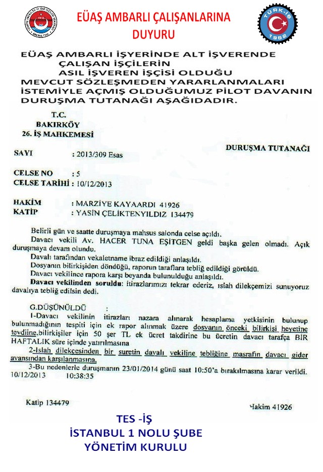 EÜAŞ ALT İŞVERENİ DAVA DUYURUSU