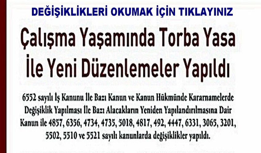 TORBA YASADA YAPILAN DEĞİŞİKLİKLER