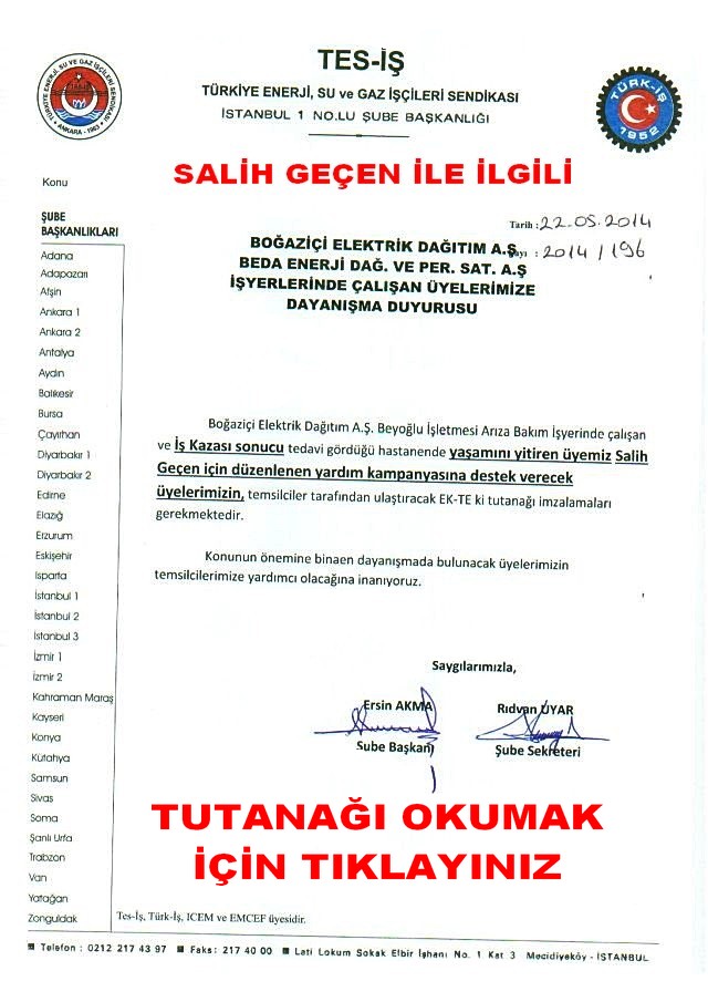 DAYANIŞMA DUYURUSU