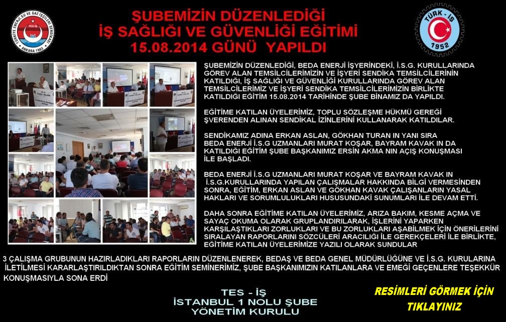 İSG TEMSİLCİ EĞİTİMİ
