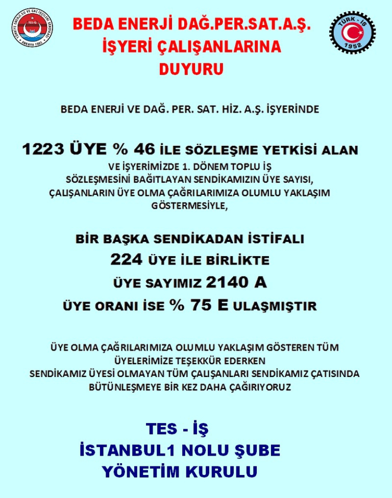 ÜYE SAYISI İLE İLGİLİ DUYURU
