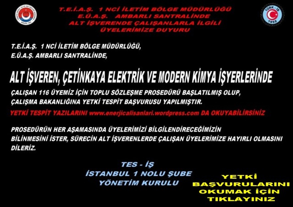 YETKİ BAŞVURU DUYURUSU