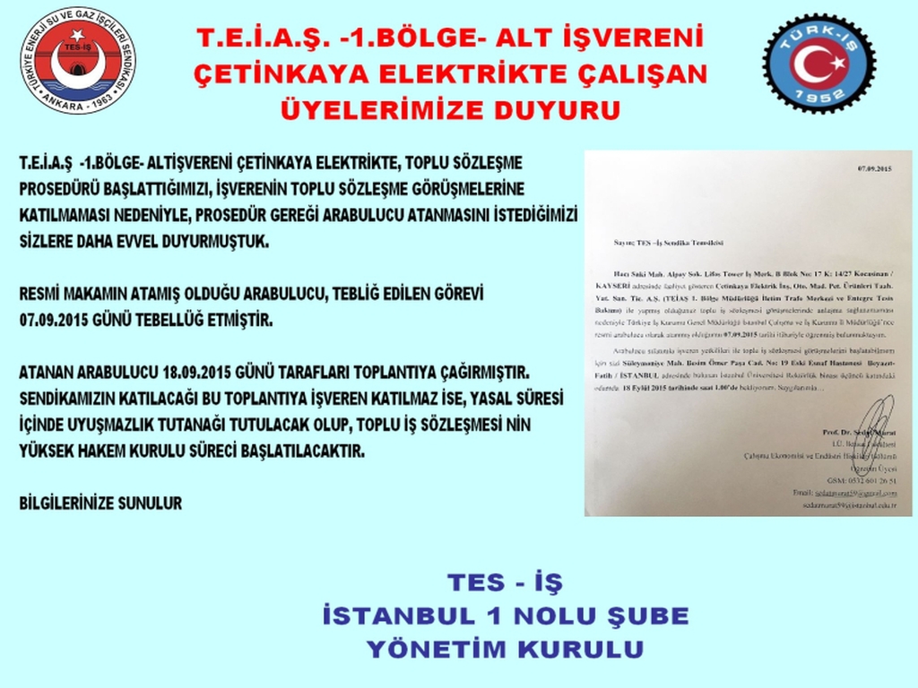 ÇETİNKAYAYA ARABULUCU ATANMASI