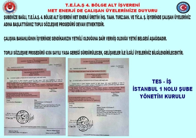 MET ENERJİ DUYURUSU
