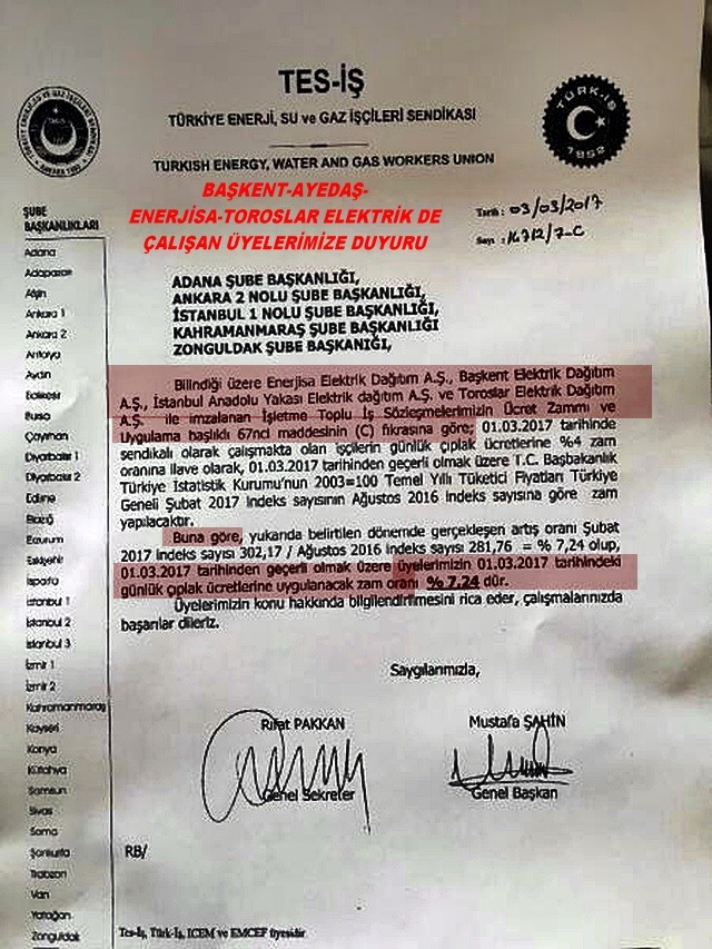 AYEDAŞ TİS ZAMMI