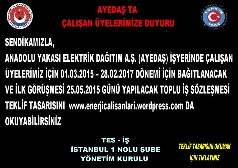 AYEDAŞ TEKLİF TASARISI