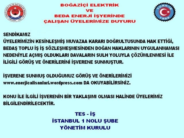 MAHKEMELERLİ İLGİLİ İŞVERENE YAZILAN YAZI