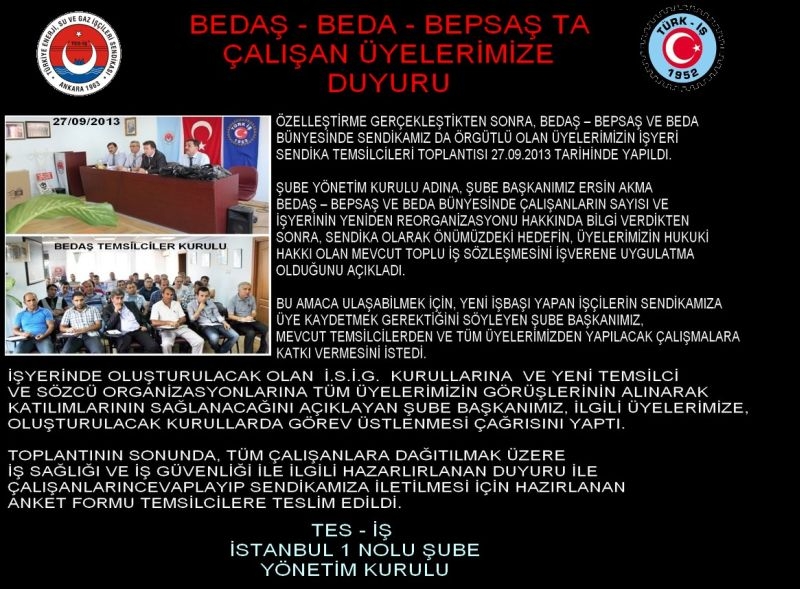 İSG KURULU İLE İLGİLİ DUYURU