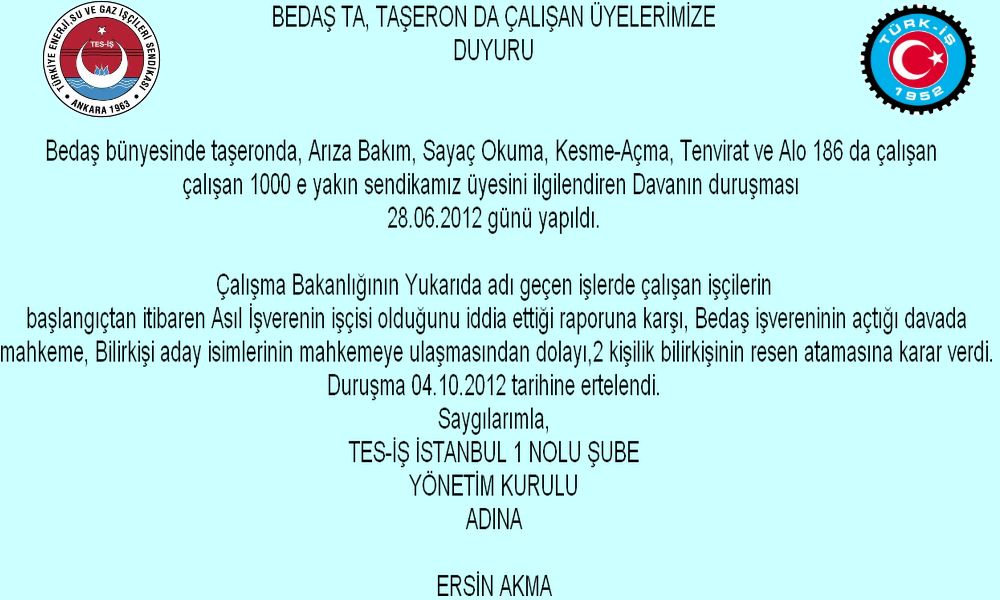 DURUŞMA DUYURUSU