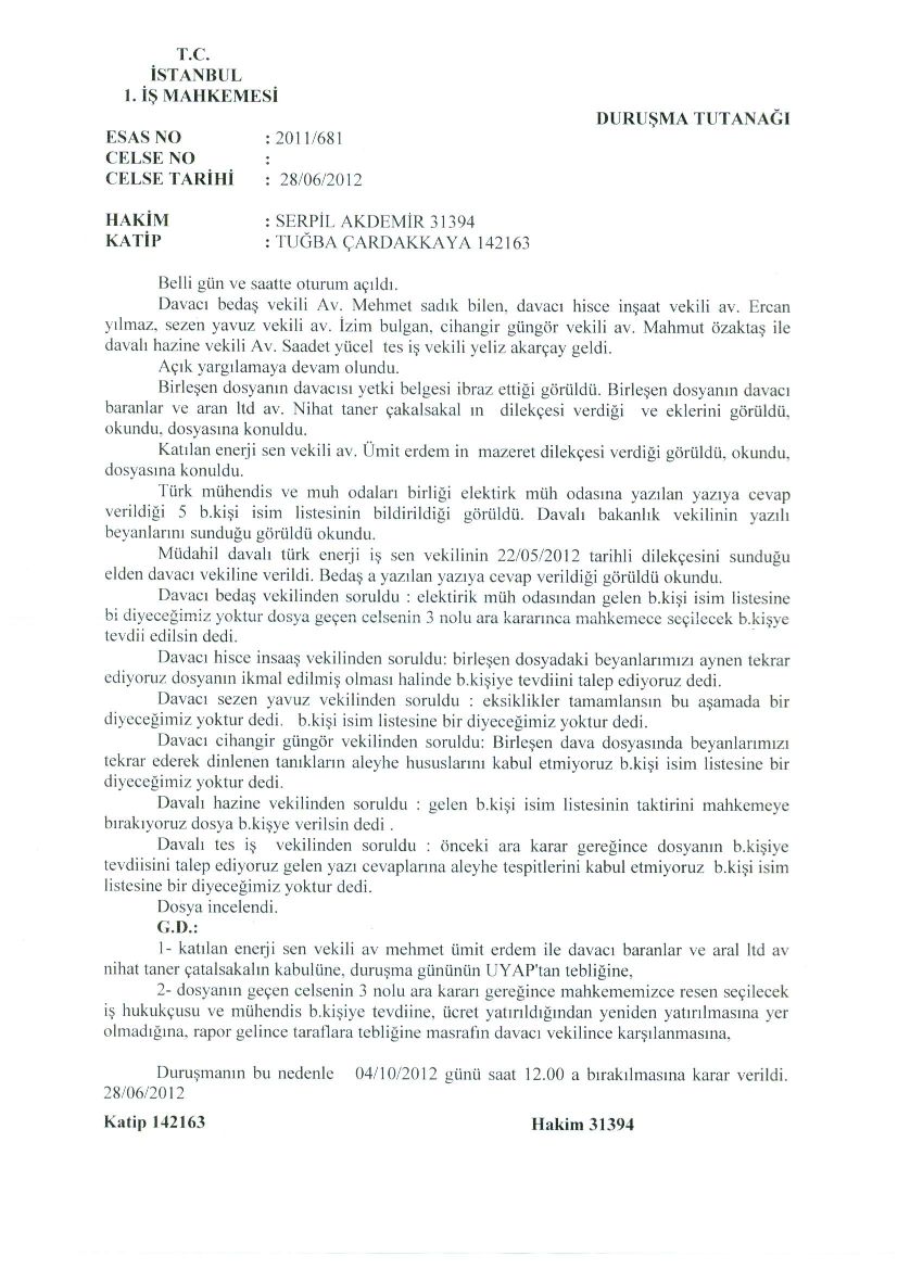 DURUŞMA TUTANAĞI